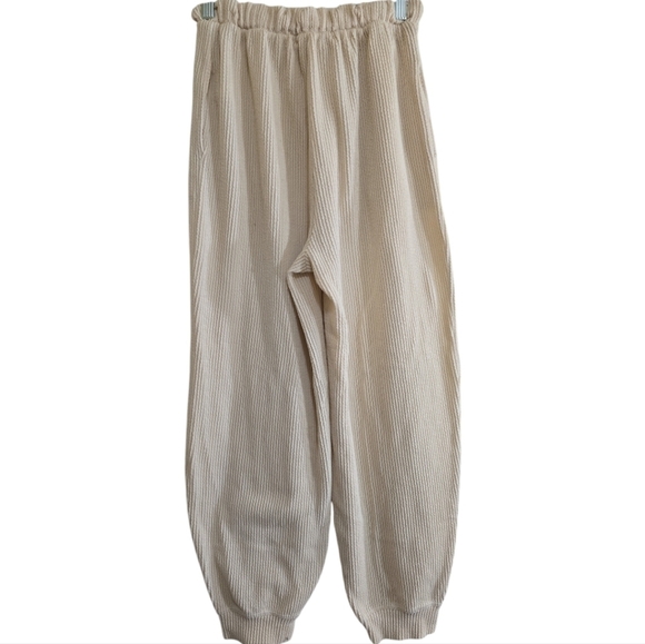 Free People Beach Cream Waffle Joggers with Faux Button Fly XS Pockets - Picture 5 of 5